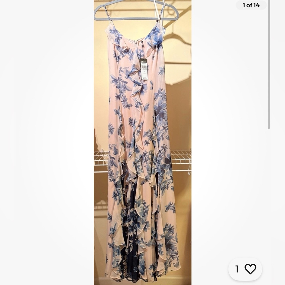 NWT Brand New BCBGMAXAZRIA Women's Divine Bloom Peach Maxi Silk Dress - Size 0